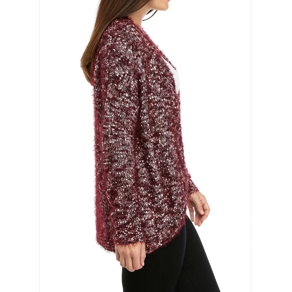 Maroon and white Multi Popcorn Cardigan